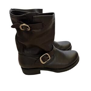 Frye Veronica Leather Short Boot - Black - Size 8